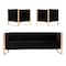 Manhattan Comfort Trillium Sofa and Armchair  in Black and Rose Gold, PK3 3A-SS559-BK - alternate 1